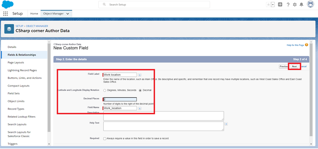 Creating a Geo-Location Field Data Type in Salesforce Object