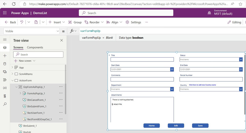 Creating Pop-Up New/Edit Forms in PowerApps