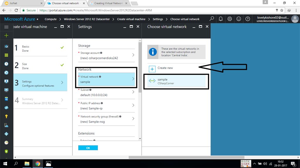 Creating Virtual Machine In Azure Portal In A Virtual Network