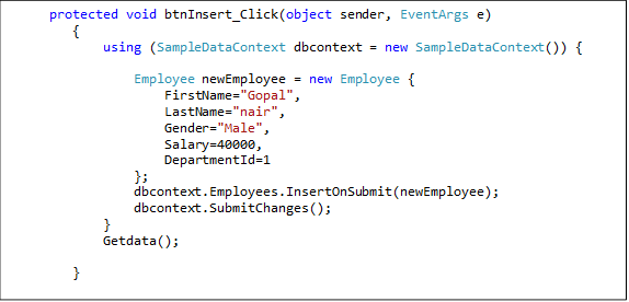 CRUD Operations Using LINQ To SQL