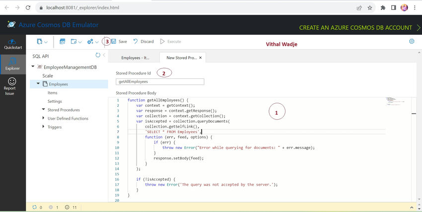 CRUD Stored Procedures In Azure Cosmos DB