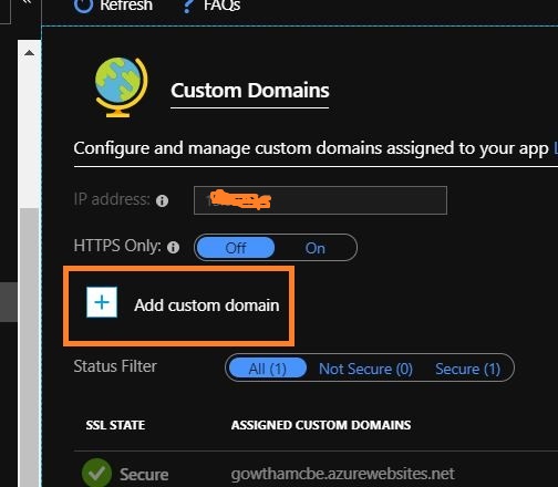 Custom Domain In Azure Web App