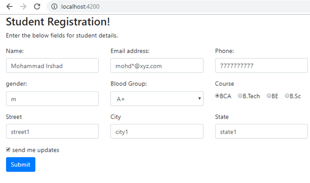 Data Binding In Template Driven Forms In Angular