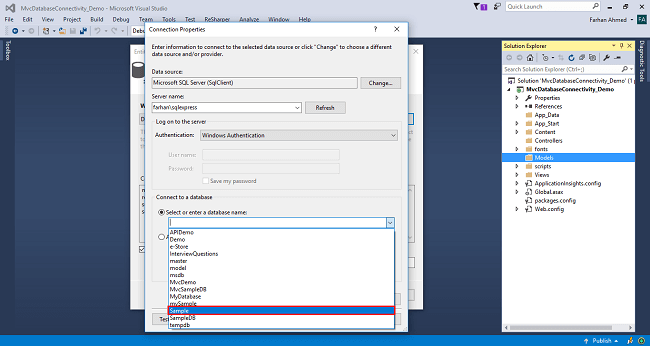 Database Connectivity With And Without Entity Framework In MVC