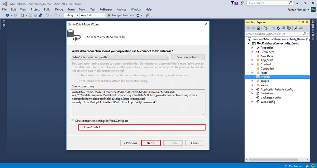 Database Connectivity With And Without Entity Framework In MVC