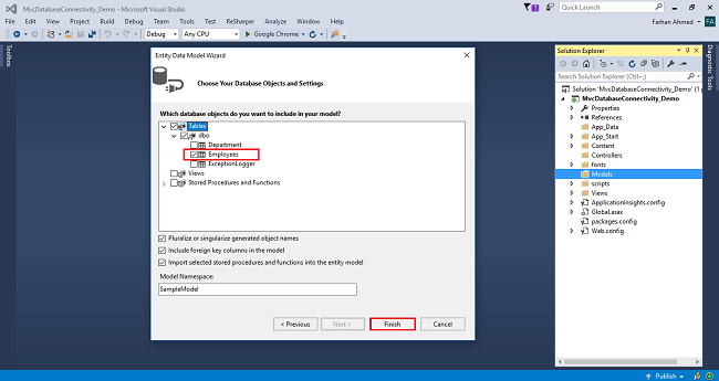 Database Connectivity With And Without Entity Framework In MVC