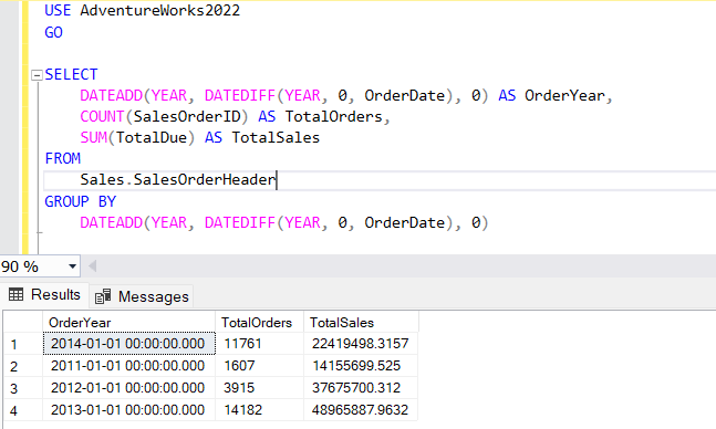 DATEADD 和 DATEDIFF