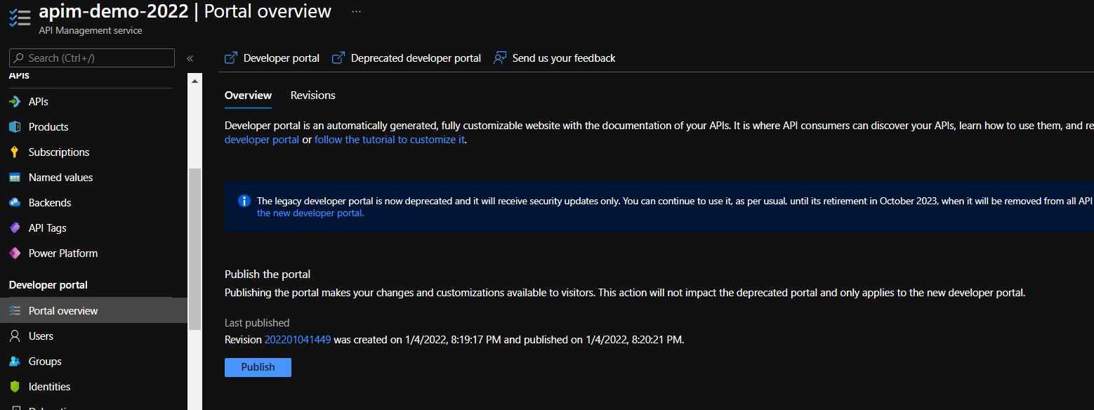 Developer Portal Overview - Azure Api Management (apim)