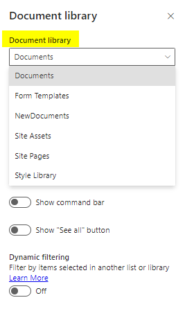 Document Library Web Part In SharePoint Online