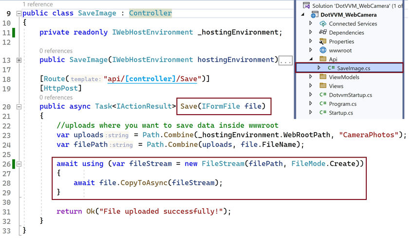 DotVVM Webcam with .NET and JS Directive