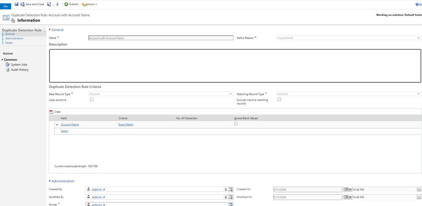 Duplicate Detection Rules Configuration in Dynamics 365