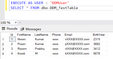 Dynamic Data Masking in SQL Server