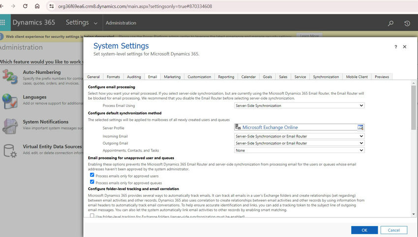 Enable Outlook for D365 Trial Account