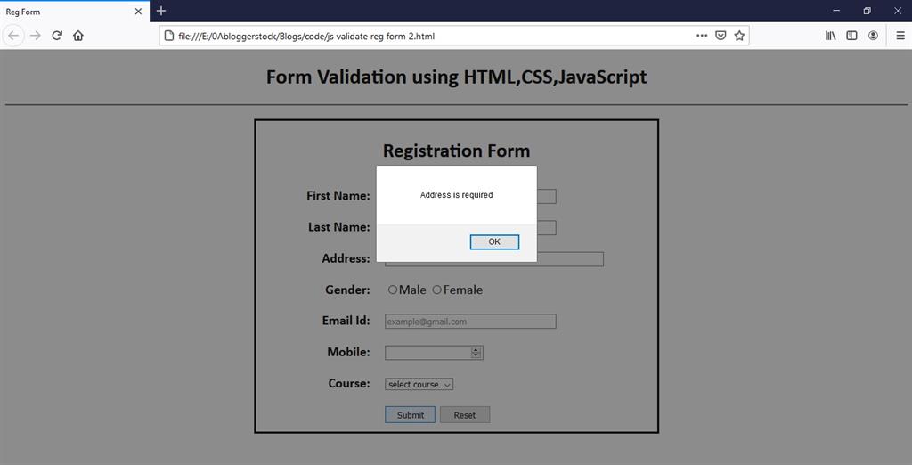 Form Validation Using JavaScript