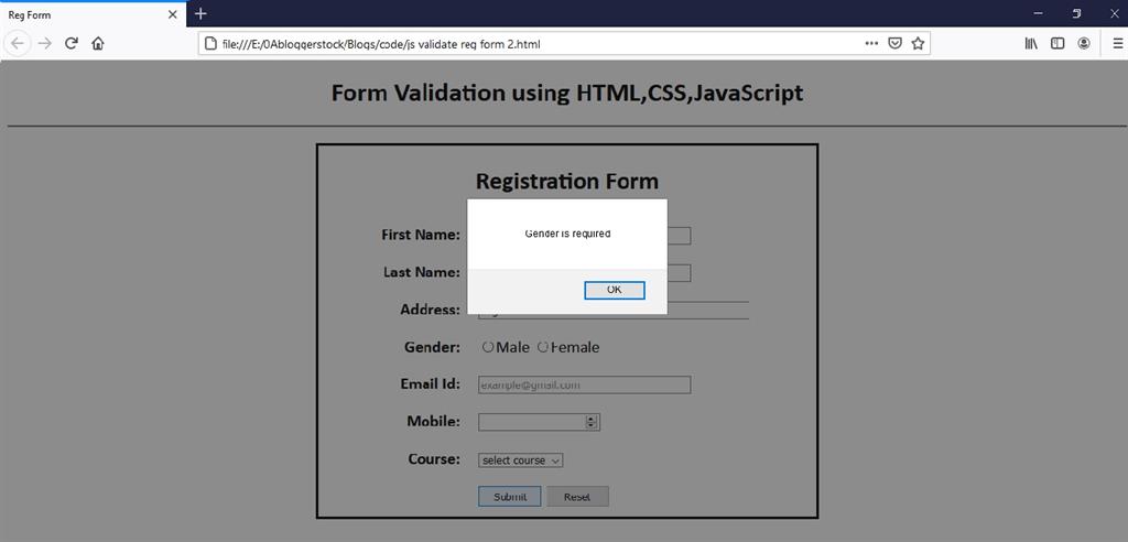 Form Validation Using JavaScript