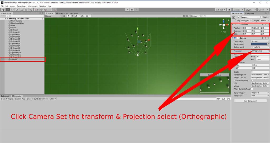 From in game camera to frame position on a minimap - Scripting