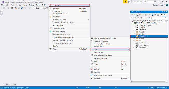 Get Multiple Table In View Using Ajax In Asp.net Mvc