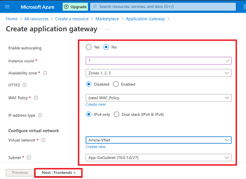 Configure Virtual Network