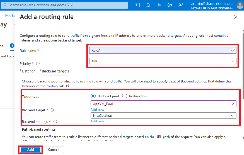 Add routing rule