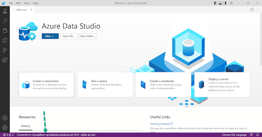 How to Connect to Azure SQL Database in the Azure Data Studio?