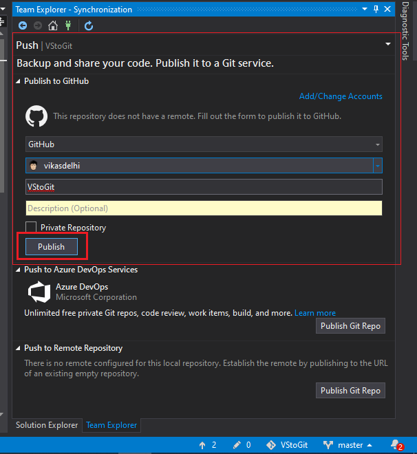 how-to-connect-a-visual-studio-project-to-github