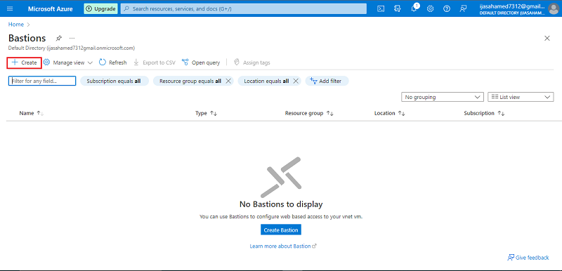 How To create Azure bastion to connect the virtual machine