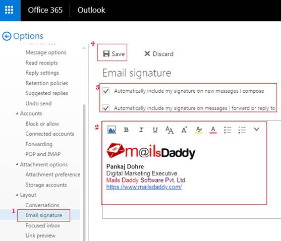 add an email signature outlook 365