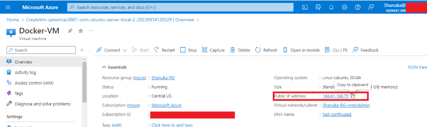How To Deploy Docker In Ubuntu Server Using Azure Portal