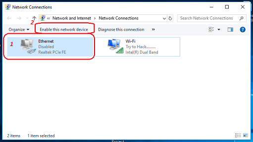 enable ethernet windows 10