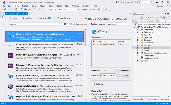 How To Retrieve Data From Database In ASP.NET Web API Using jQuery