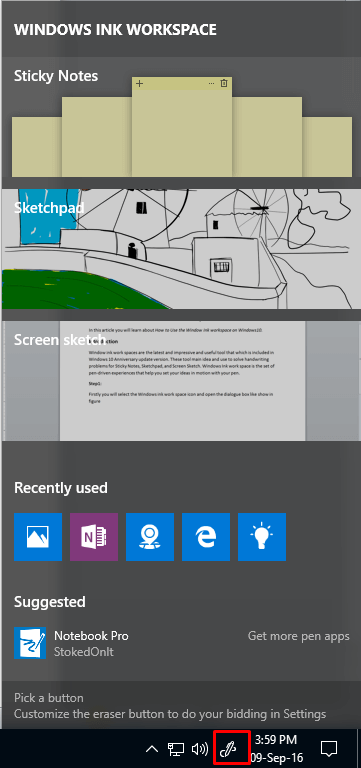 Windows ink workspace что это