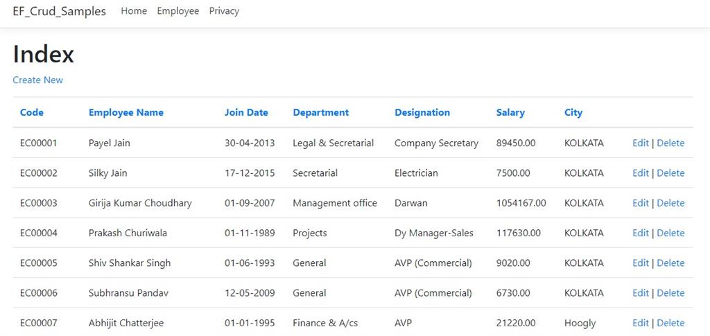 Implement CRUD Operations With Sorting, Searching And Paging Using EF Core In ASP.NET Core