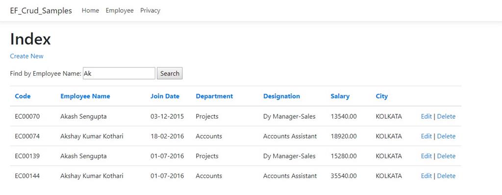 Implement CRUD Operations With Sorting, Searching And Paging Using EF Core In ASP.NET Core