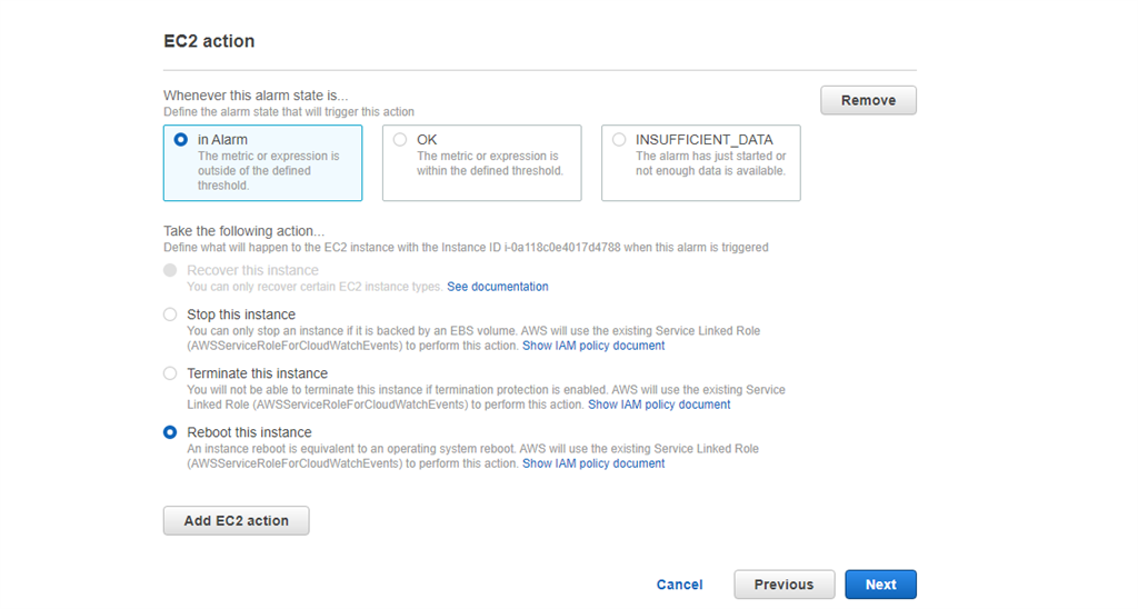 Setting up Alarm on EC2 Instance for CPU Utilization