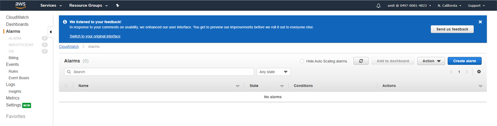 Setting up Alarm on EC2 Instance for CPU Utilization