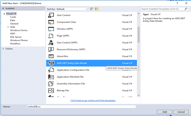 Introduction To LINQ With Entity Framework In Visual Studio