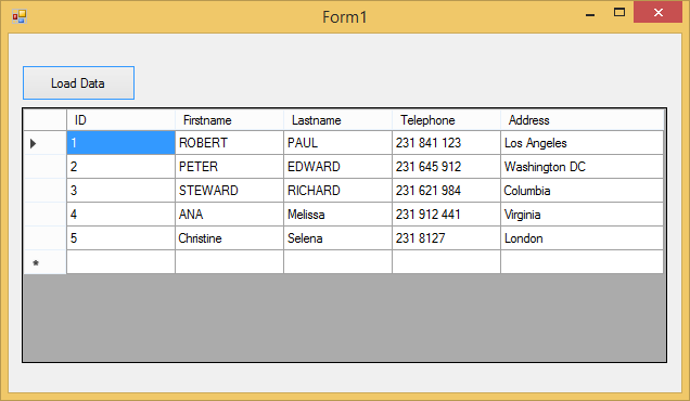 Load Datagridview From A Database In C