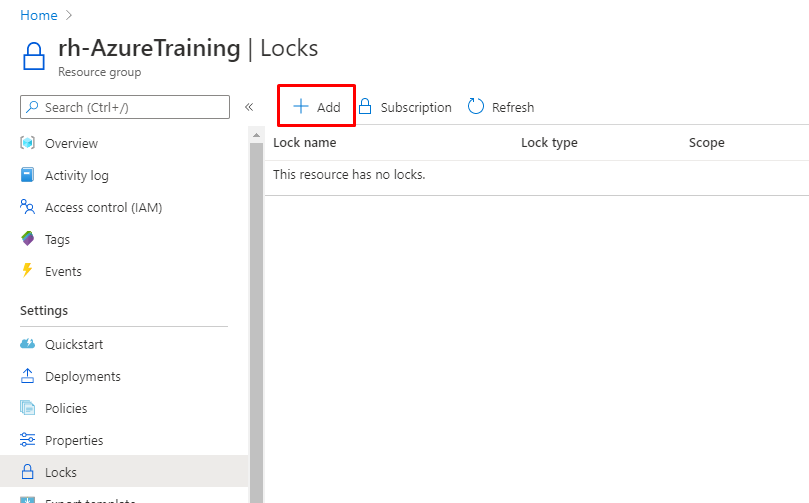 Locking In Azure Resource Groups