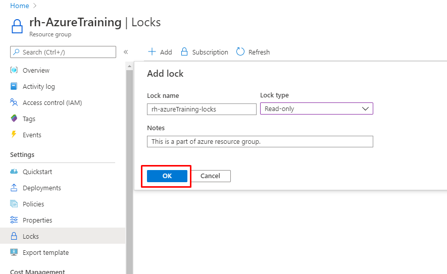 Locking In Azure Resource Groups