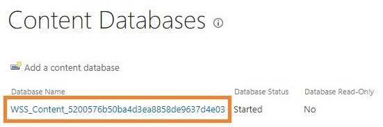 Content Database name