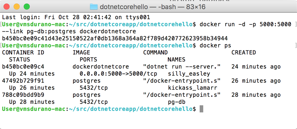 asp.net core docker on mac