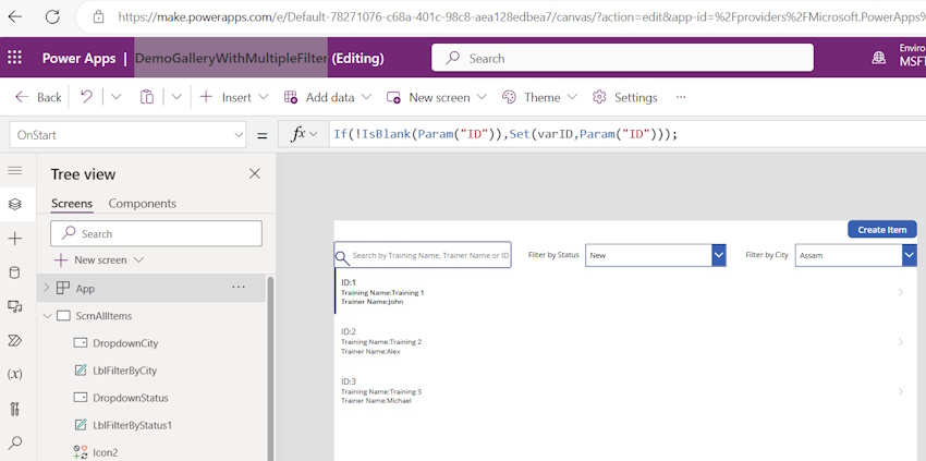 Opening Powerapps App Gallery From Email Dependent Upon Id