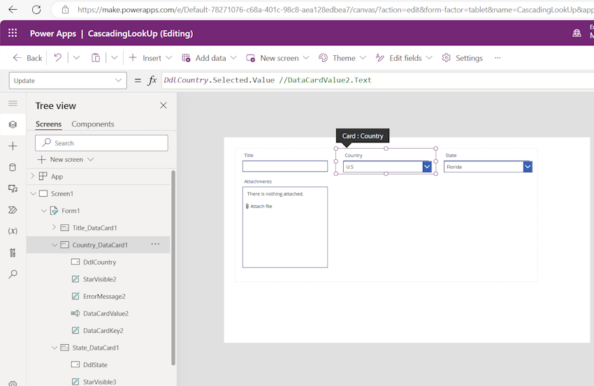 PowerApps Cascading Creating Dropdown And Save Into List