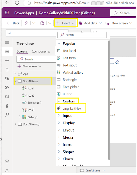 PowerApps Reusable Component for left or top navigation