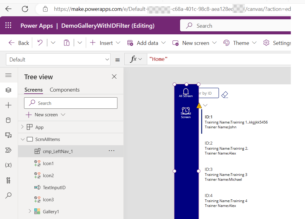 PowerApps Reusable Component for left or top navigation