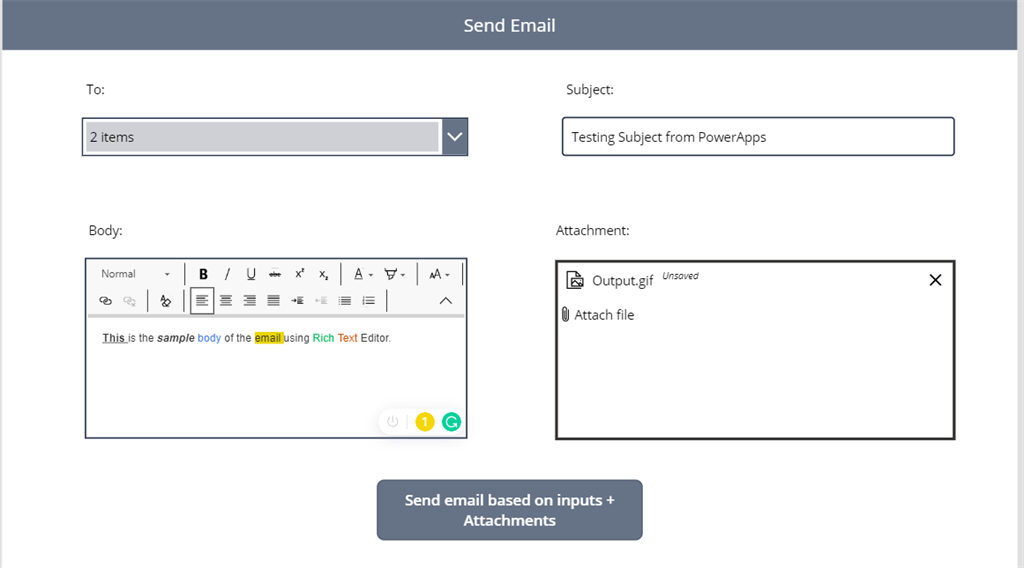 PowerApps Send Email