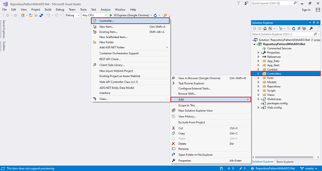 Repository Pattern with ADO.Net in MVC