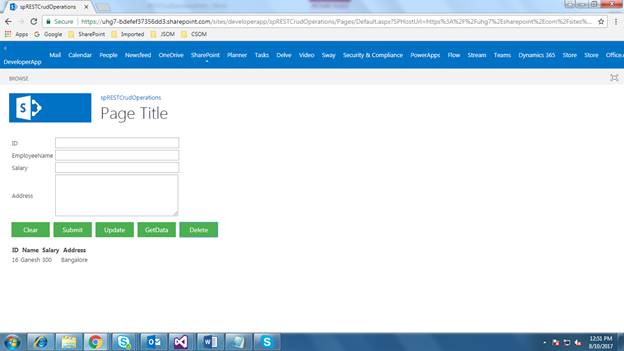 REST CRUD Operations Using SharePoint Hosted App Office 365 - Part Two