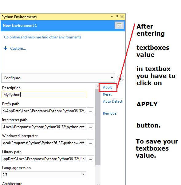 Visual studio 2015 python environment