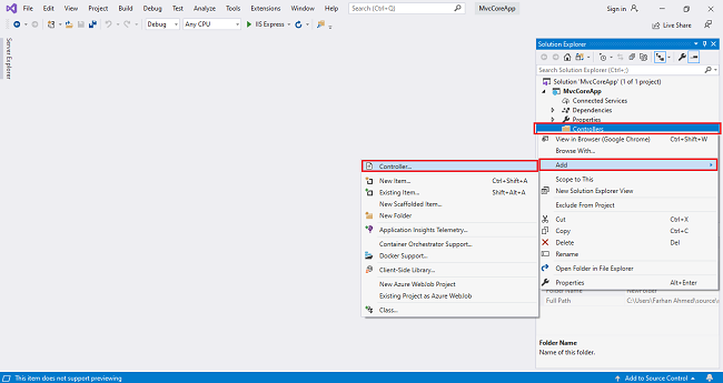 Setting up an MVC Core 3.0 Application with an Empty Template